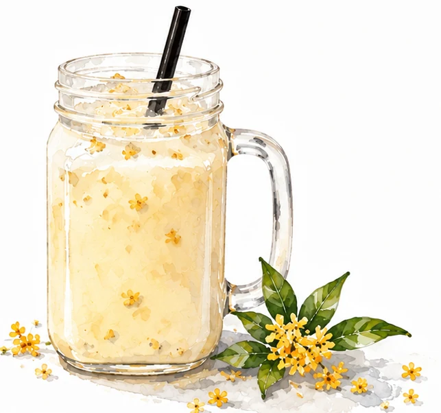 Osmanthus-Jasminmilchtee mit fermentiertem Klebreis