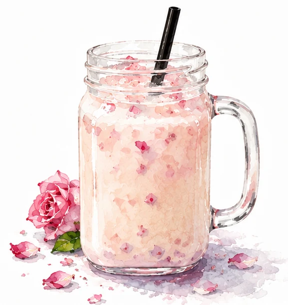 Rosen-Schwarzmilchtee mit fermentiertem Klebreis